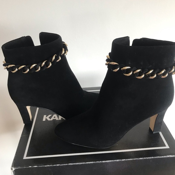 Boots Shoes heels - Karl Lagerfeld Black New Suede Boot, booties, shoes  NEW - Picture 3 of 8